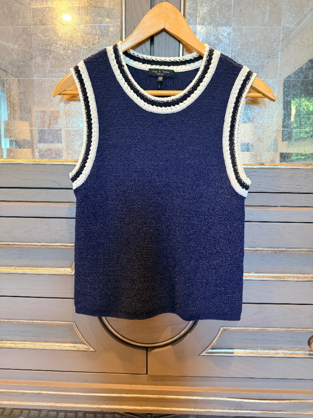 Rag&Bone Meghan Compact-Knit Vest-in navy XXS